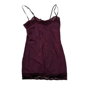 Zenana Outfitters Plum Lace Trim Camisole – Stretch Cotton – Women’s Size M